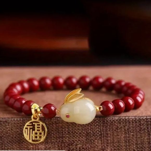 Jade Rabbit Bracelet Girl Zodiac Rabbit 0119 - Picture 1 of 1
